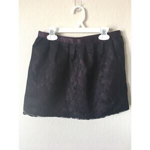 Forever 21 Heritage Black Purple Lace Over Lay Zippered Women's Skirt Size XS